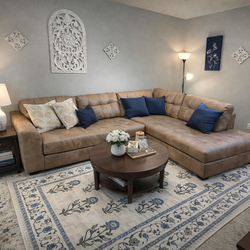 Sierra Cognac 118'' 2 Piece Right Arm Facing Sleeper Chaise Sectional