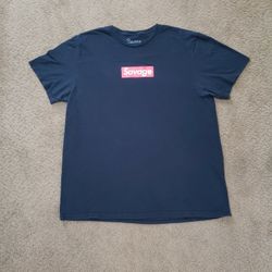 Bowery Supply Co Savage T-Shirt Men’s XL Navy Red Box Logo Graphic Tee