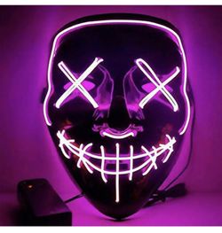 Halloween LED Glow Mask 3 Modes EL Wire Light Up The Purge Movie Costume Party