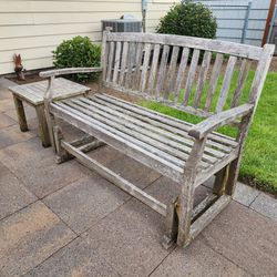 Outdoor Teak Slider Bench And Table