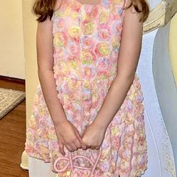 girls Easter Flower pastel Dress Size 4-5Y w/ Tag