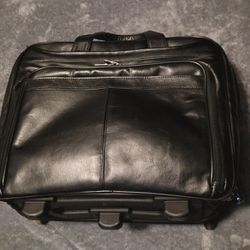 Telescopic, Rolling Oversized File/Notary Briefcase, LEATHER