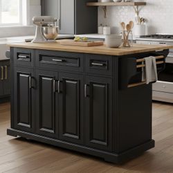Assembled New Kitchen Island with Wood Drop Leaf Rolling Kitchen Cart with Ample Storage on Wheels 