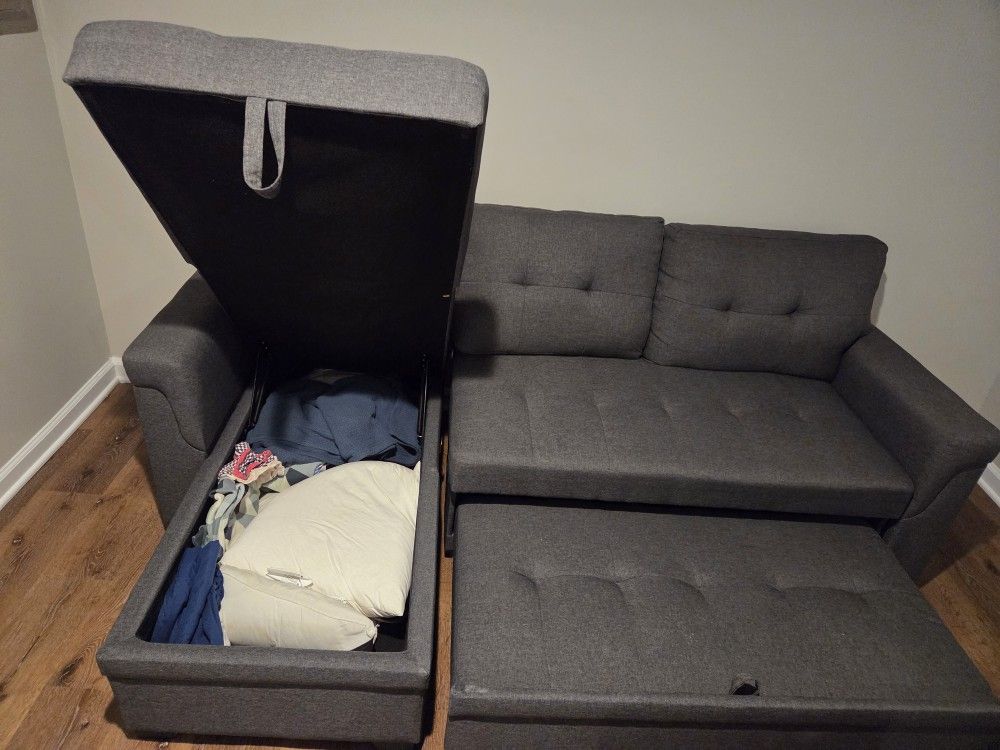 Sectional Couch Convertable To Bed With Storage