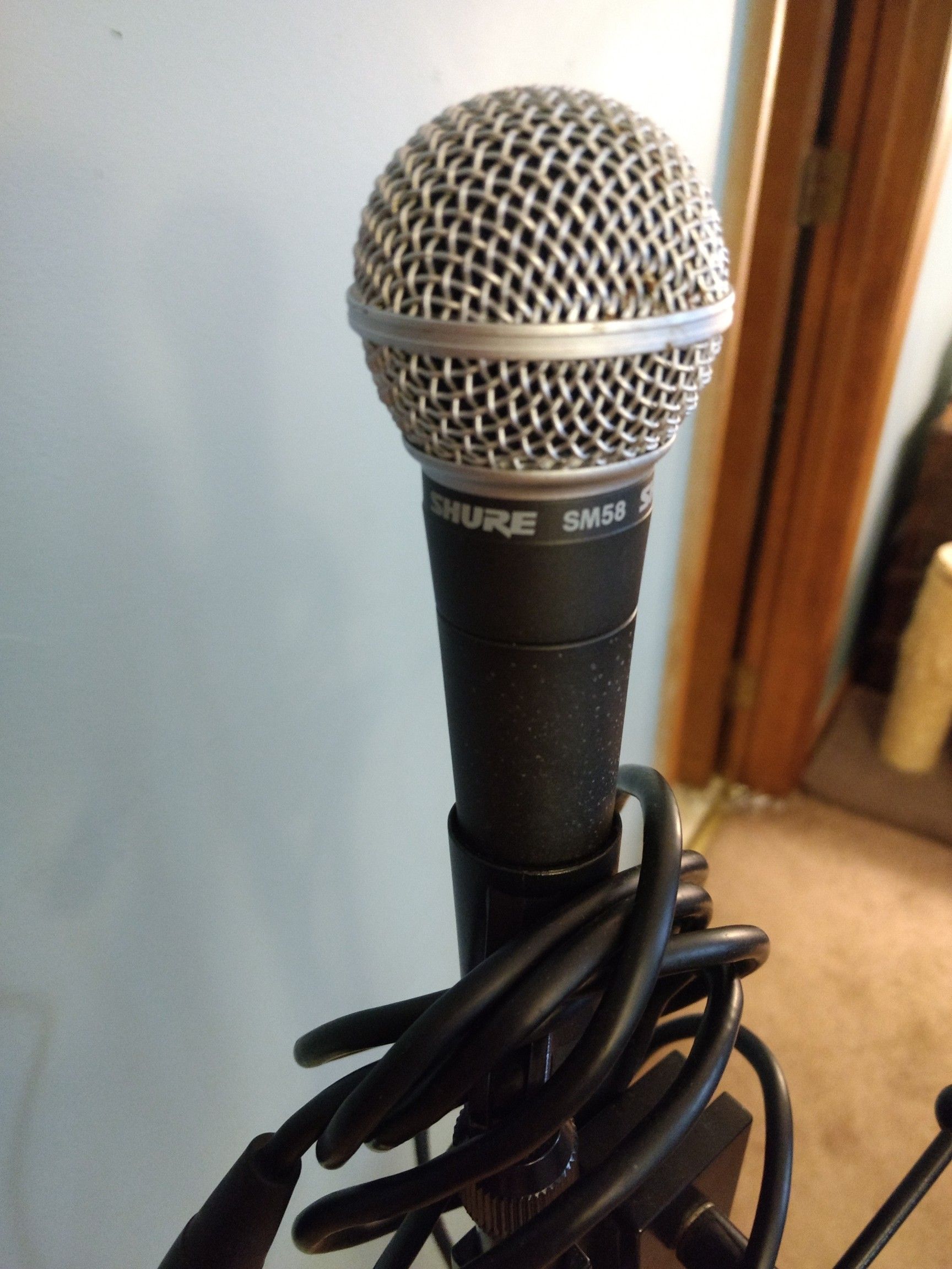 Shure microphone with RadioShack stand