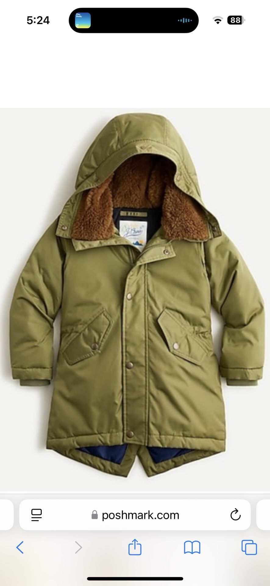 J Crew Boys Fishtail parka coat