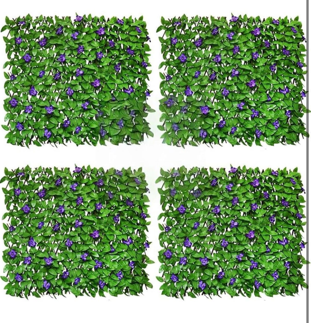 Betterhood Expandable Fence Privacy Screen, 4 Pack Decorative Faux Ivy Greenery Fencing Panel for Balcony Patio Outdoor, Artificial Hedges Screen, Pur