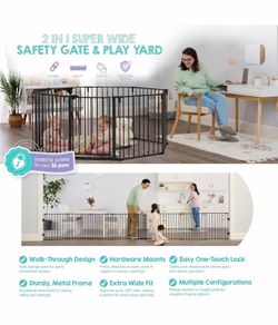 Regalo Safety 152 " Super Wide Baby Gate & Play Yard, 2-in-1 Convertible Extra Wide