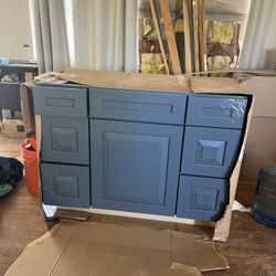 Custom Blue Bathroom Vanity + Sink 