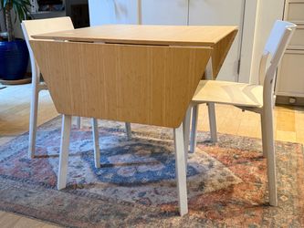 Drop-Leaf Dining Table with Two Chairs