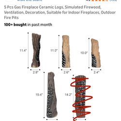 Gas Fire Place Logs (4) - Brand New