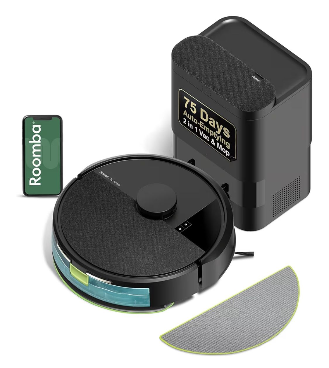 iRobot Roomba 104 2in1 Vacuum & Mop Robot - Self-Empties for 75 Days, Inse Power-Lifting Suction, Vacuums All Floors, Ideal for Pet Hair, LiDAR