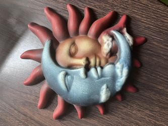 Ceramic Sun And Moon Wall Decor 