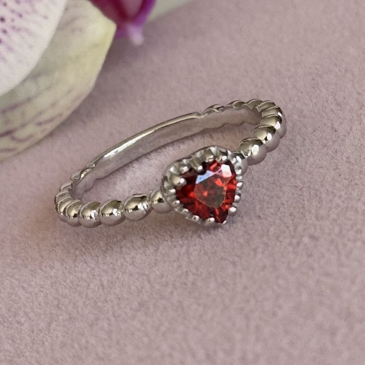 Heart Ring 💍 Size 8 925 Sterling Silver + Rhodium Plated