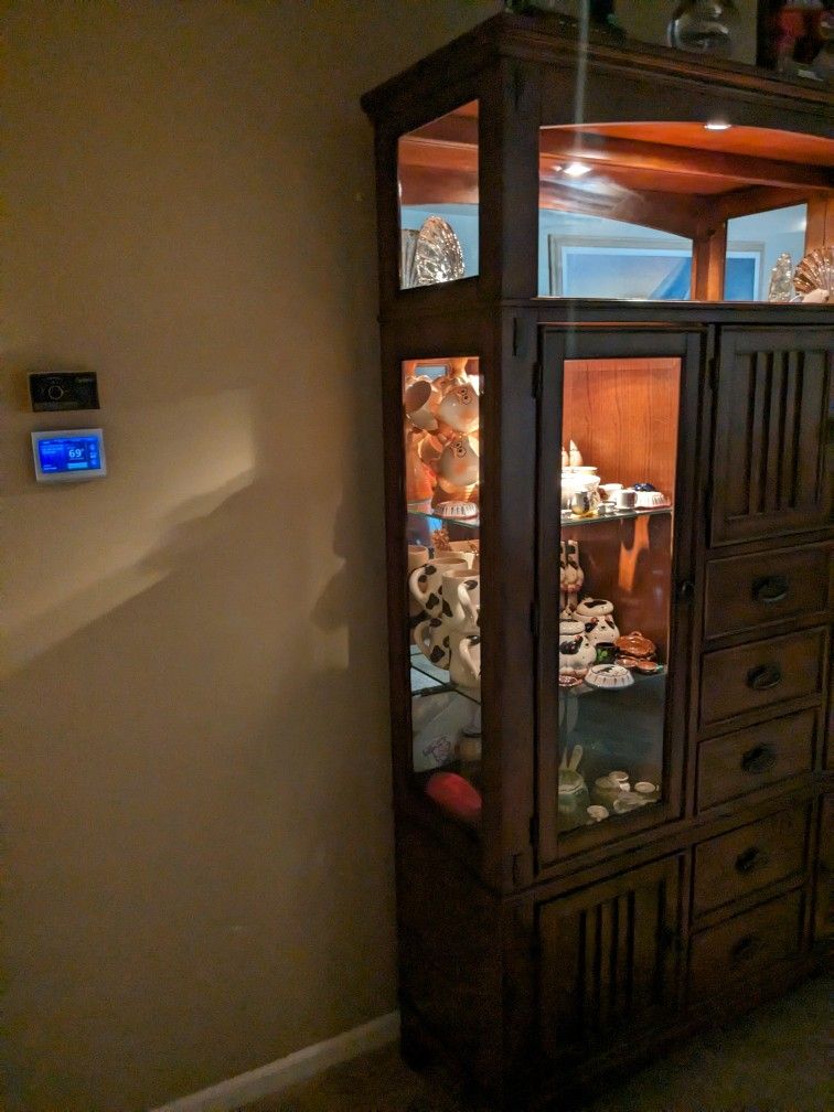 Kathy Ireland Lighted Mahogany China Cabinet