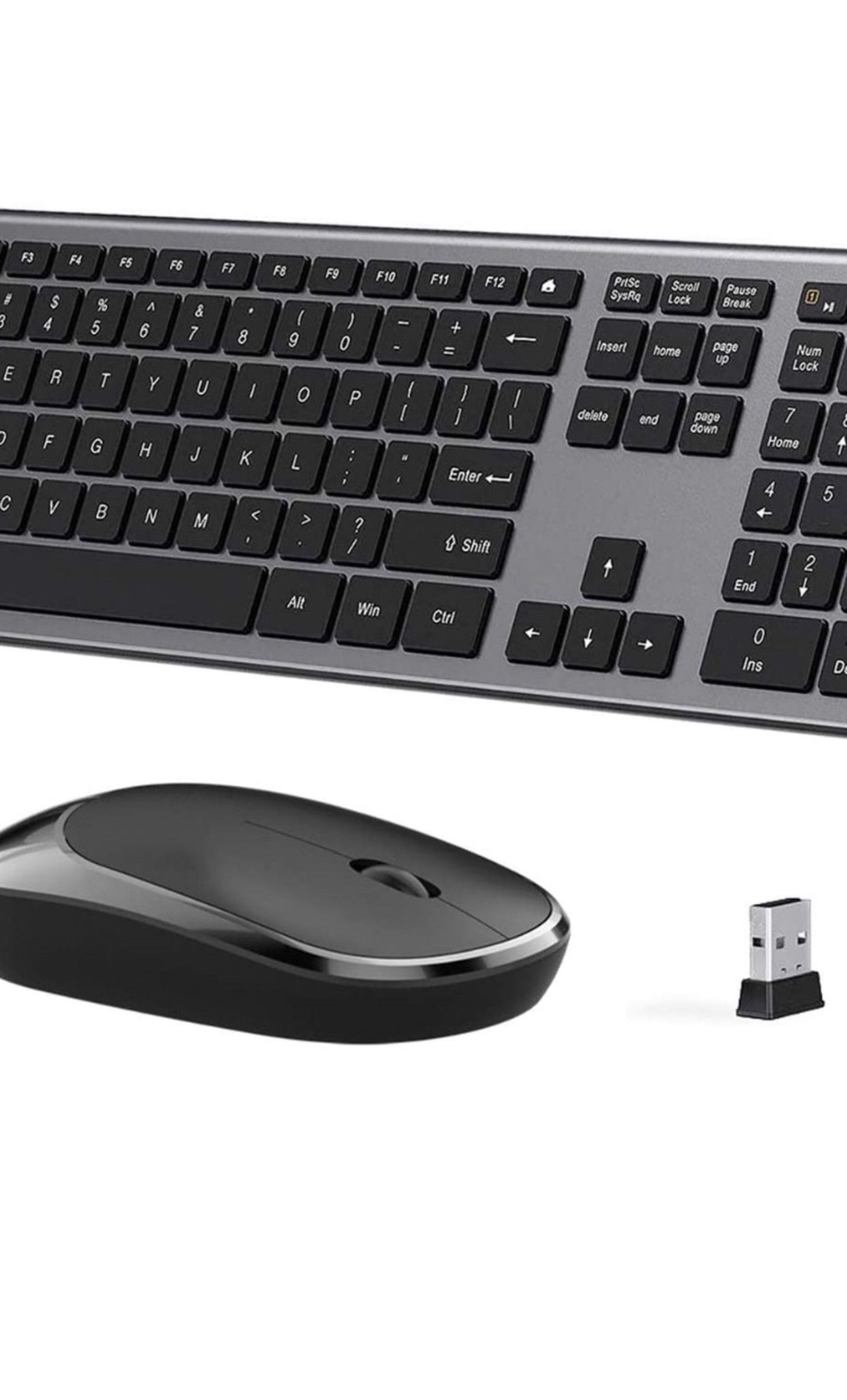 Rechargeable Wireless Keyboard Mouse Combo, Stylish Slim Keyboard and Mice - LEKVEY 2.4G 109 Keys Full-Size Quiet Keyboard Mouse Set for Windows Compu