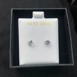 14kt Solid White Gold 2ct Simulated VVS1 Diamond Stud Earrings 