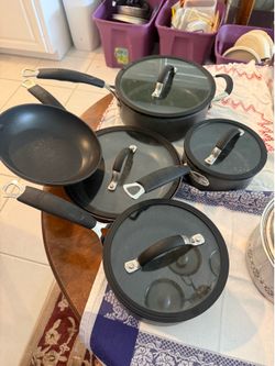 Assorted pots and pans.