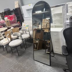 64x22 Arched Full Length Mirror, Arched-Top Floor Standing Mirror Resistant Aluminum Frame & Anti-Tilt Base, Modern Arched-Top Design for Bedroom, Liv