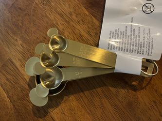 “New” Disney Mickey Mouse Icon Gold Tone Metal Measuring Spoons