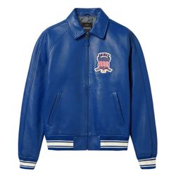 AVIREX ICON LEATHER JACKET Blue 