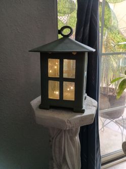 Dark Green Decorative Lantern with Fairy Lights