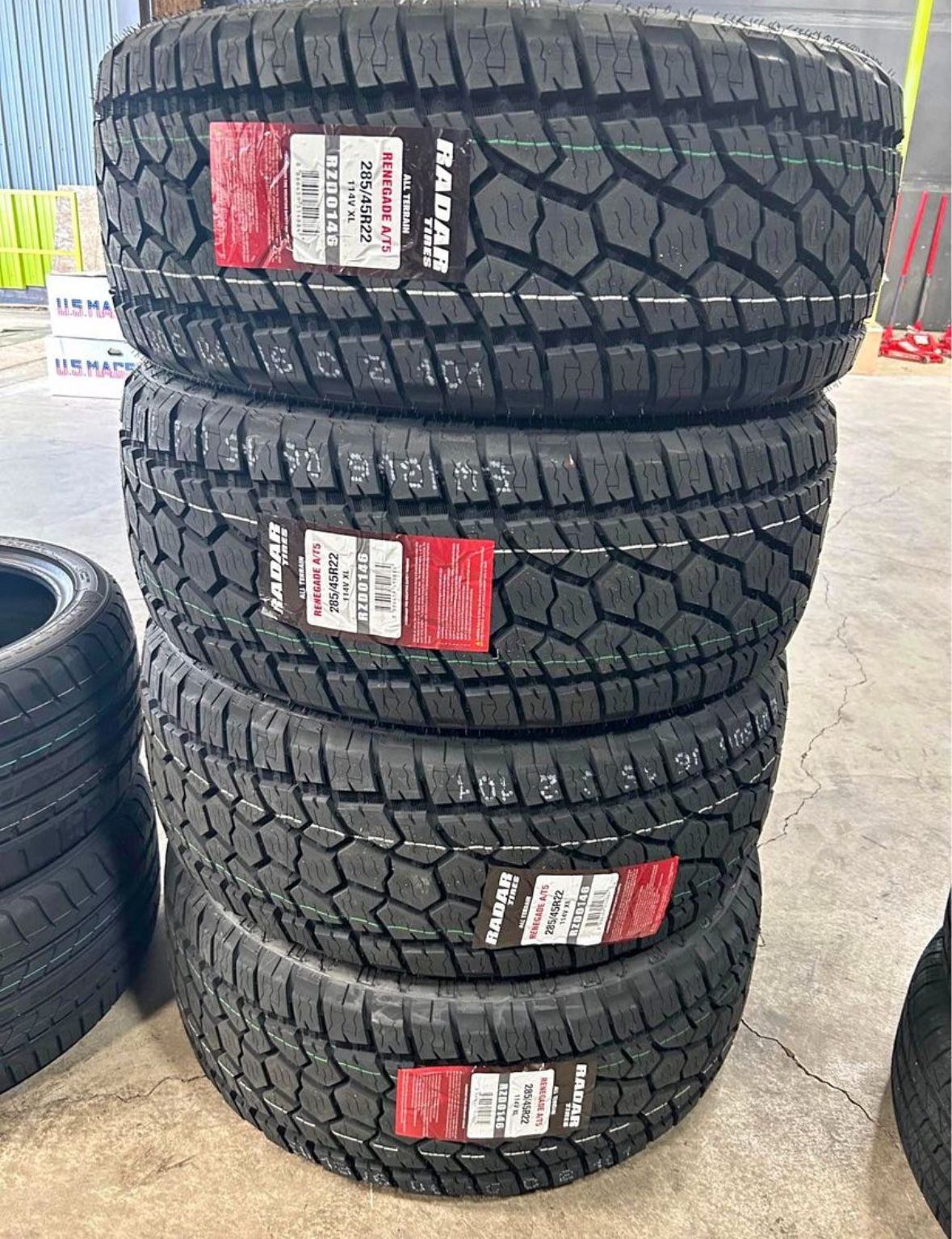 285/45R22 Radar Renegade AT5 Al Terrain Tires 285x45x22 (4) New-We Finance