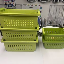 Baskets, 6 Stacking Baskets, Sterlite (reduced)$25