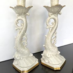Lenox Dolphin Collection Candle Sticks 