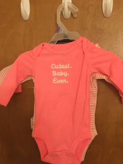 3 months baby girl/infant hot coral long sleeve onesie set