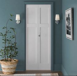 Brand New 30”x79 Primed 2 Craftsman Panel Shaker Bi-Fold Door