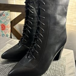 Women's Block Heel Ankle Booties Block Heel Closed Toe Lace Up Boots with Side Zipper Fashion Bootie