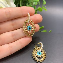 Devil Eyes Pearl Earrings Gold Plated Demon Eyes Drop Earrings For Women