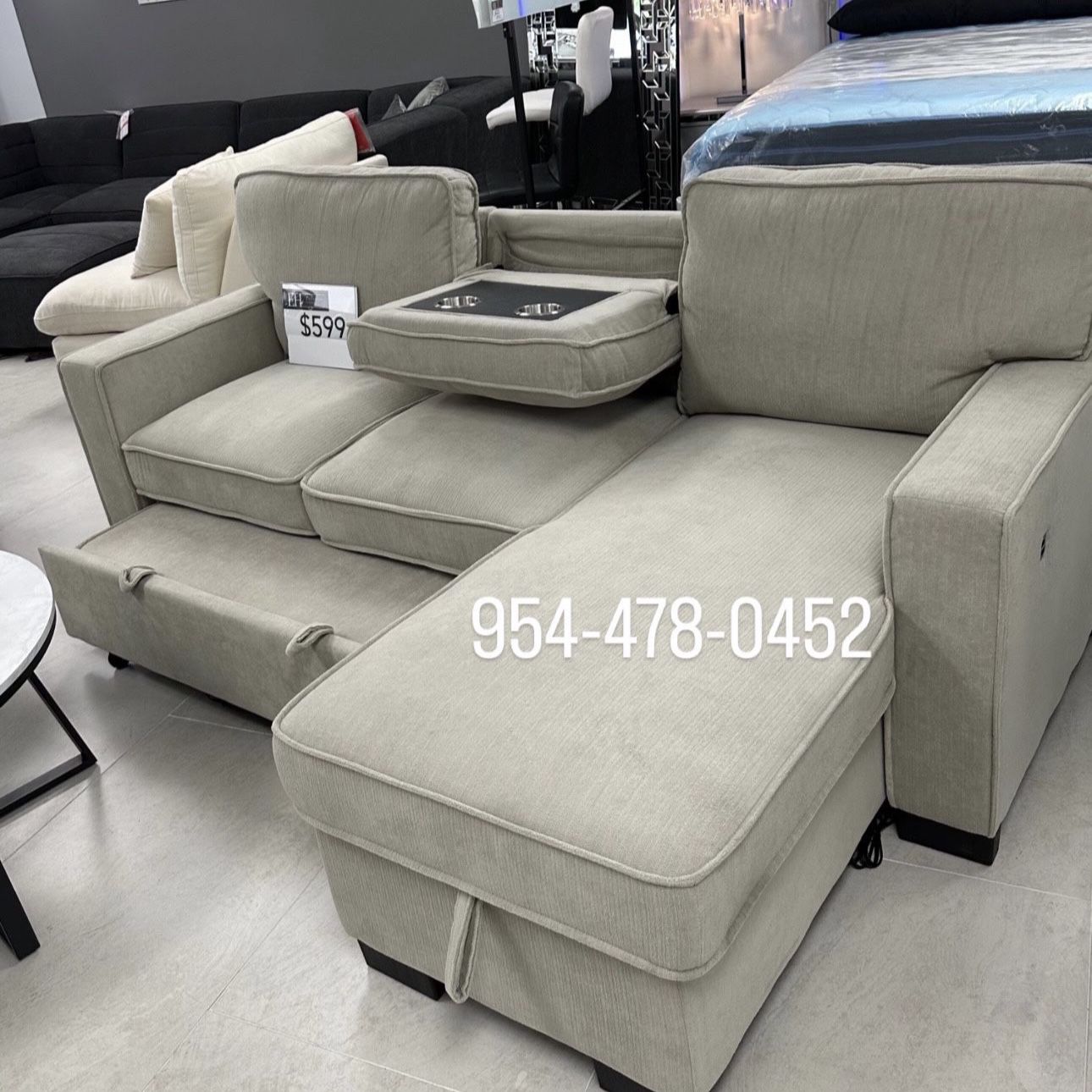 Light Grey Sofa Sleeper Sectional 🔥buy Now Pay Later 