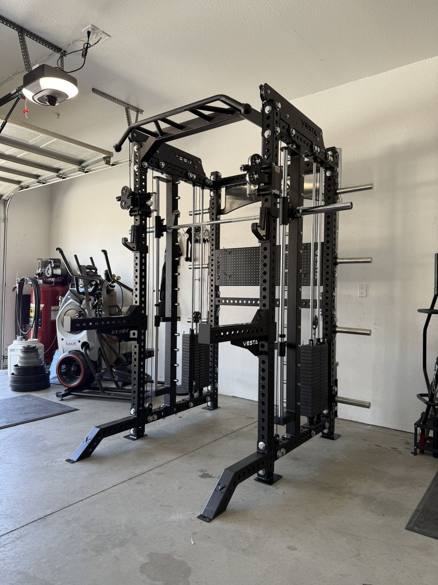 PRO SERIES Ultimate 3-1 Half Rack Functional Trainer w/Smith Machine Bar | 400lb Stack | Gym Equipment | Fitness | Commercial | Squat Rack