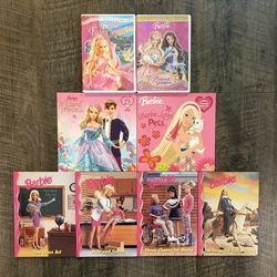 Barbie Books + DVDS (Lot of 8)