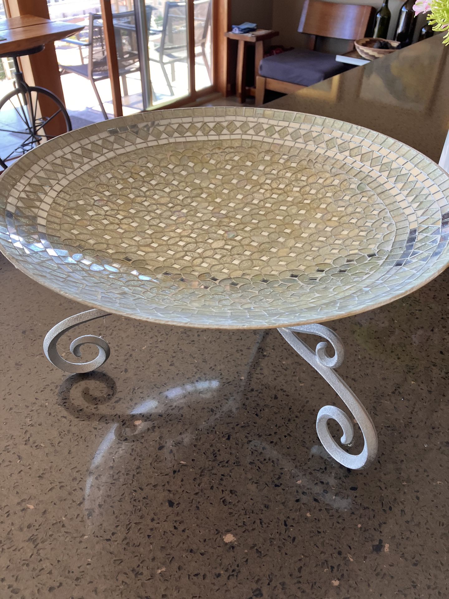 Beautiful glass mosaic bowl with stand