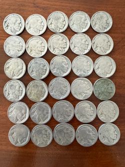 Buffalo Nickels - partial or missing dates - lot of 30 Buffalo nickels