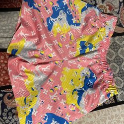 Pink Mesh Shorts – Cartoon Print – New Without Tags