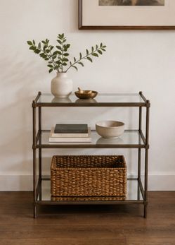 West Elm 3-Tier Glass Side Table / Etagere – Satin Bronze
