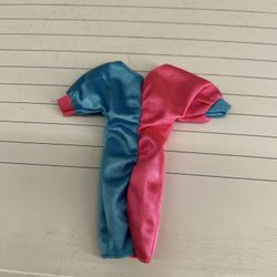 Vintage Original Barbie Barbie Doll Dress Blue Pink Short Sleeve Scrunch Genuine 