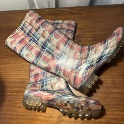 Plaid Coach rain boots (Local pickup available)