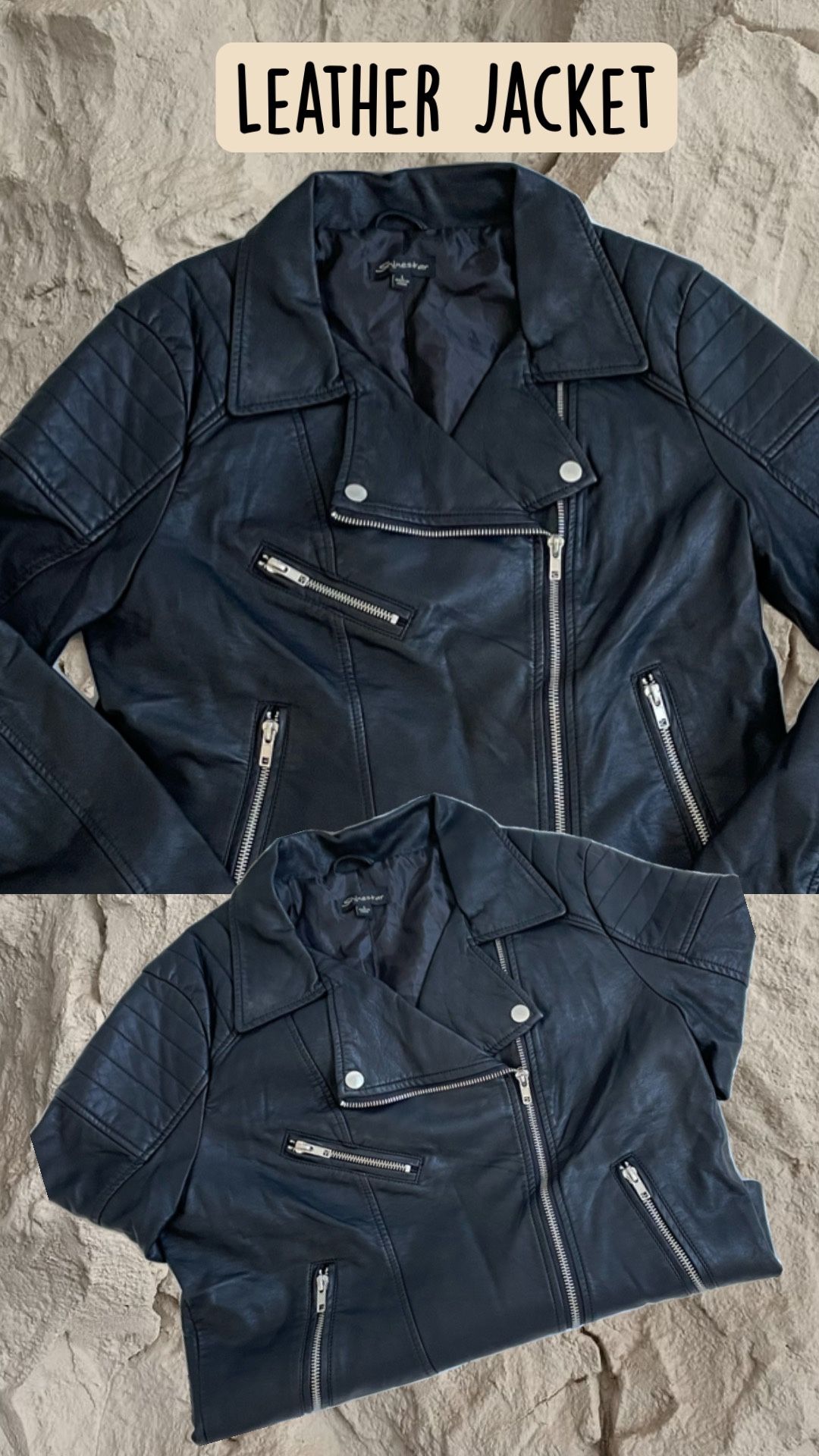 Shinestar Women's leather jacket with silver zippers