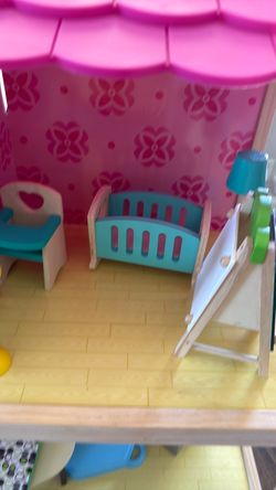 Wooden Dollhouse with Furniture