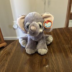 Aurora Dreamy Eyes 12” Elephant Plush Gray Soft Shaggy Stuffed Animal Beanbag