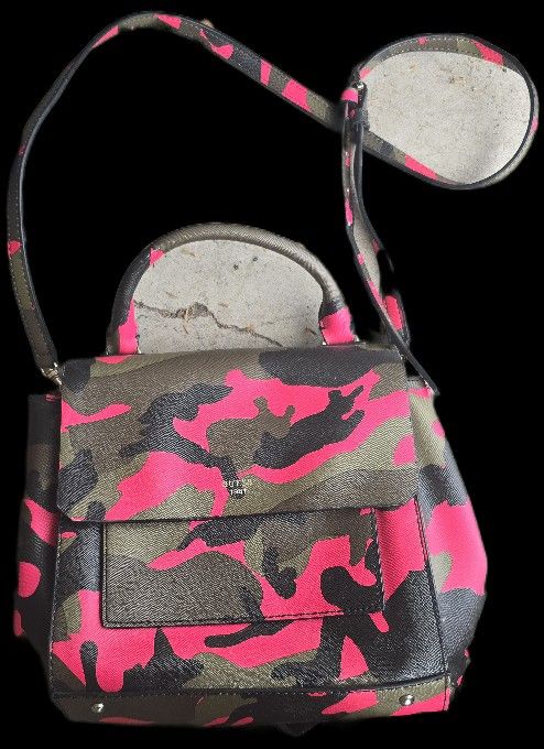Guess Pink Green Camouflage Handbag