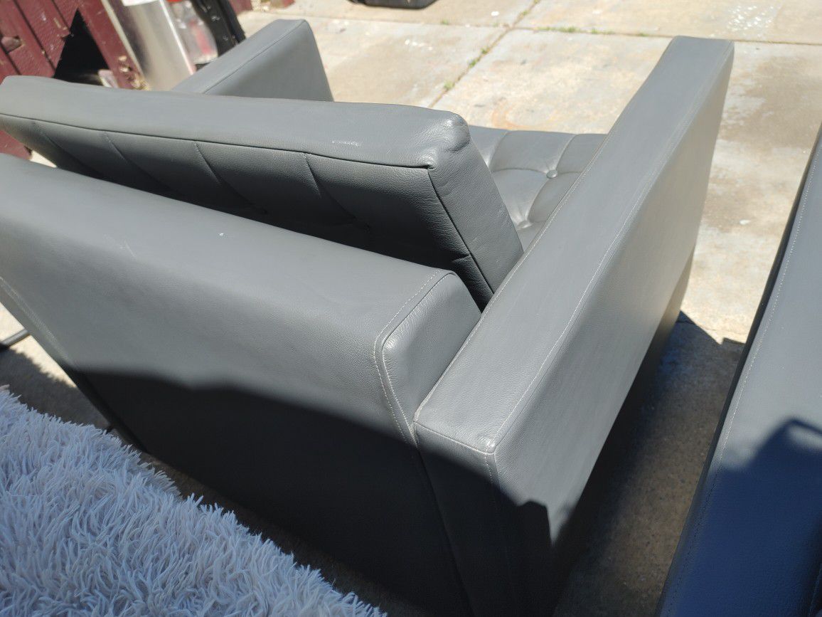 Leather Club Chair Grey