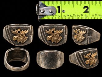 Vintage L.O.O.M. Moose Head Ring – Solid 10K Gold & Sterling Silver Signet ⚜️