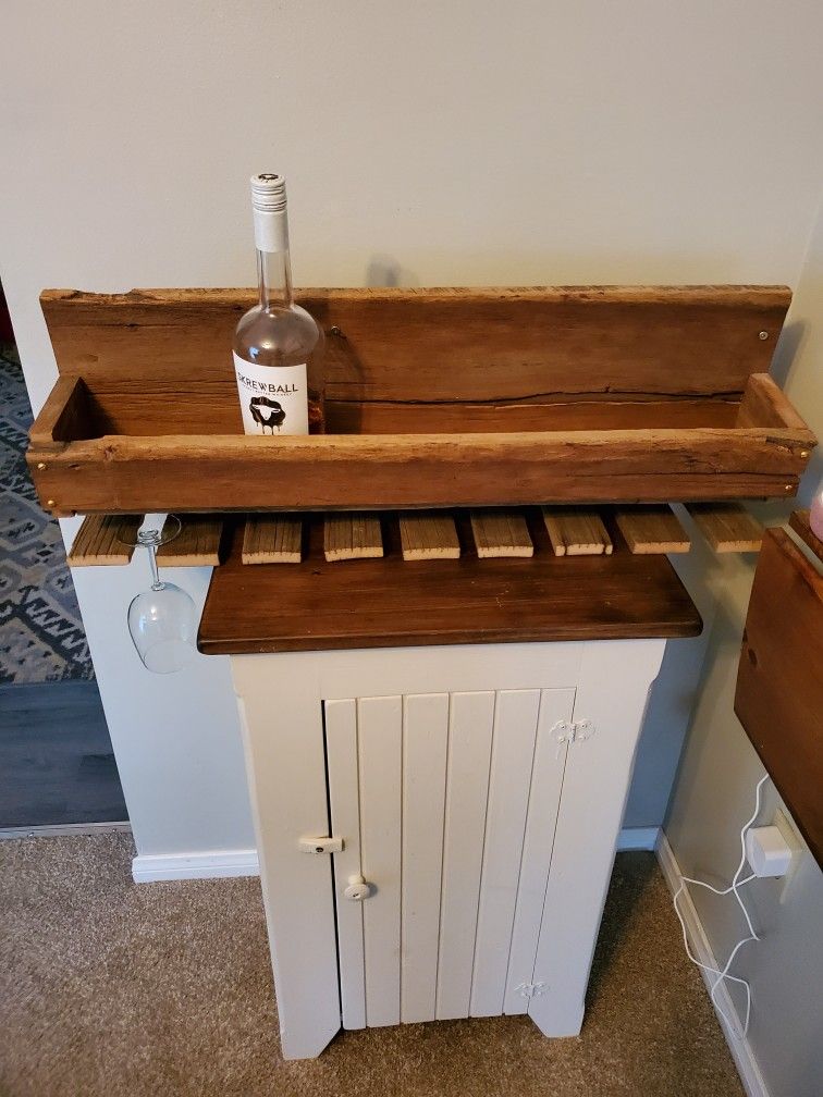 Reclaimed Wood Liquor Or Wine Rack And Cabinet