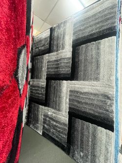 Gray and Black Shag Area Rug